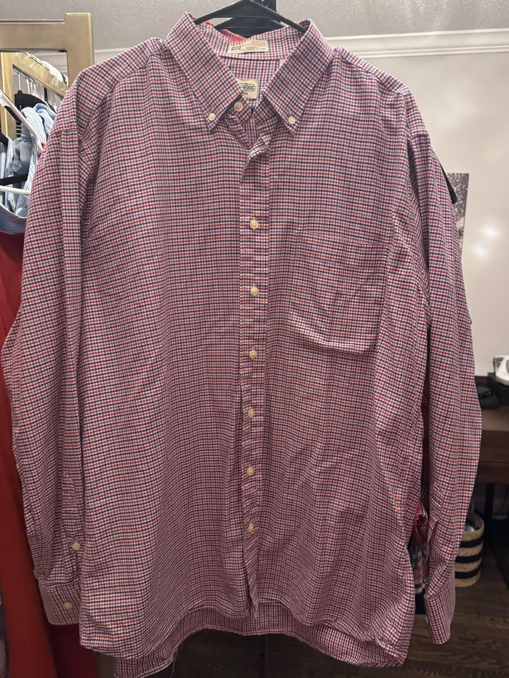 Gitman Brothers Red White and Blue Micro-Check Button-Down Shirt